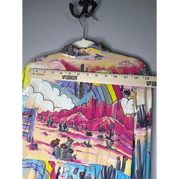 Wrangler Barbie Girls Printed Long Sleeve Snap Dress Medium - Picture 4 of 8